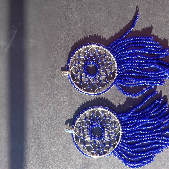 Handmade beaded Dream catcher earrings - Picture 3 of 12